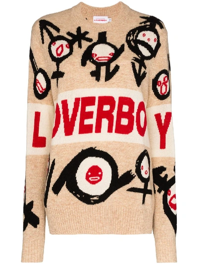 Charles Jeffrey Loverboy Logo-intarsia Wool Jumper In Neutrals