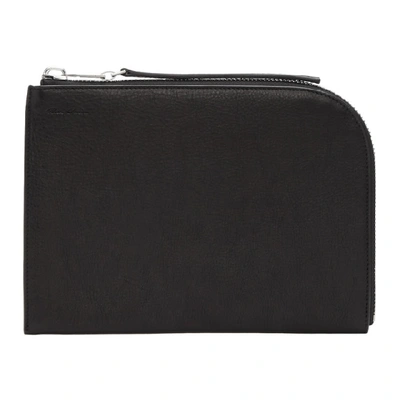 Rick Owens Distressed Leather Pouch In Black