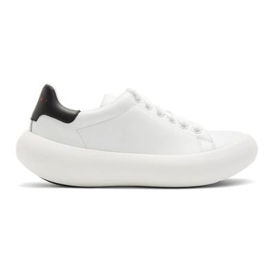 Marni Banana Leather Raised-sole Trainers In Lily White Black