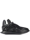 Rick Owens Maximal Runner Laced Leather Trainers In Black