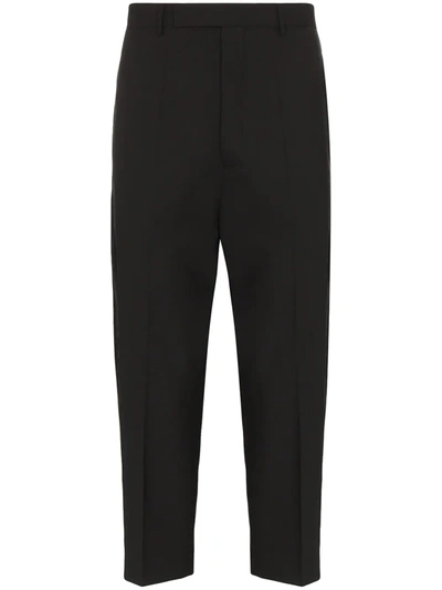 Rick Owens Astaires Cropped Side-stripe Crepe Trousers In Black