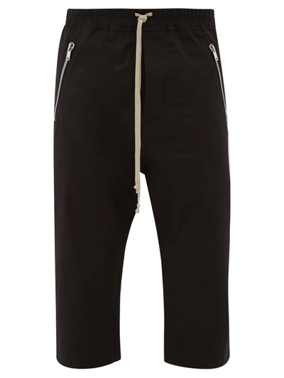 Rick Owens Cropped Cotton-blend Trousers In Black