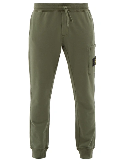 Stone Island Logo-patch Cotton Track Pants In Olive