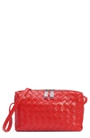 Bottega Veneta Intrecciato Leather Camera Bag In Red