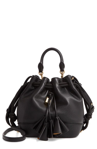 The Marc Jacobs Drawstring Leather Bucket Bag In Black Multi