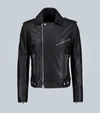 Balmain Back Logo Leather Jacket In Black,white