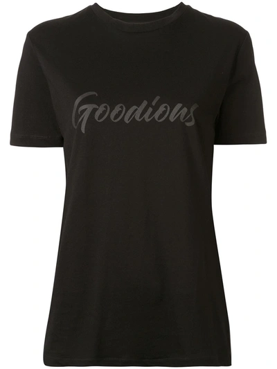 Goodious Logo Print Crew Neck T-shirt In Black
