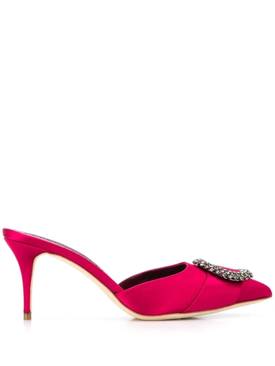 Manolo Blahnik Mufasa High Heel Mules In Red