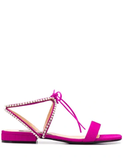 Sergio Rossi Ribbed Square-tone Sandals In Pink