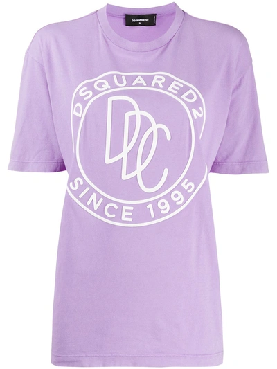 Dsquared2 Logo Print Cotton T-shirt In Purple