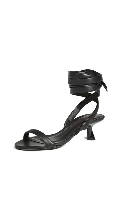 Simon Miller Eel Ankle-tie Leather Sandals In Black