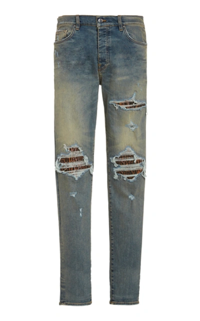 Amiri Mx1 Distressed Slim-leg Jeans In Medium Wash