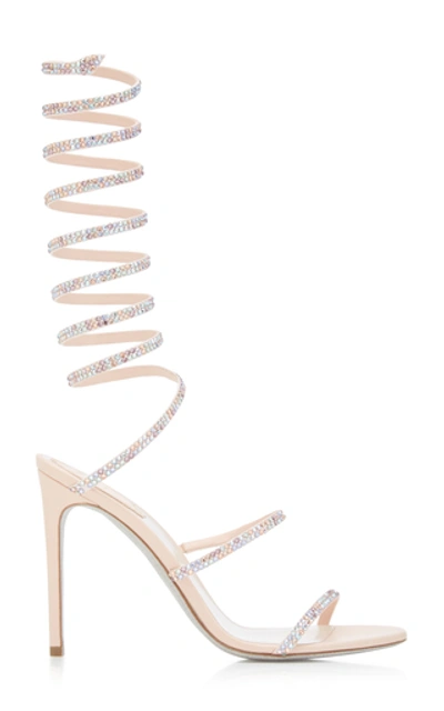 René Caovilla Satin Snake-coil Sandals In Pink