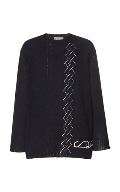 Yohji Yamamoto Cotton Intarsia-knit Whale Sweater In Black