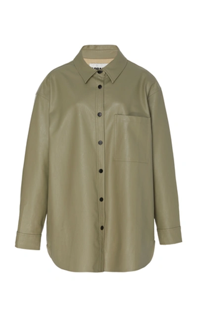 Apparis Evelyn Vegan Leather Oversized Shirt In Green