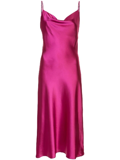 Apparis Maxine Draped Neck Slip Dress In Pink