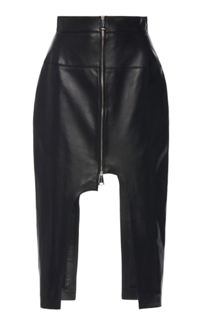 Boyarovskaya Cut-out Leather Skirt In Black