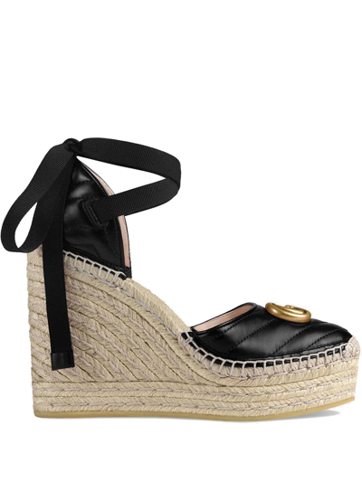 Gucci 120mm Palmyra Quilted Leather Wedges In Black ModeSens