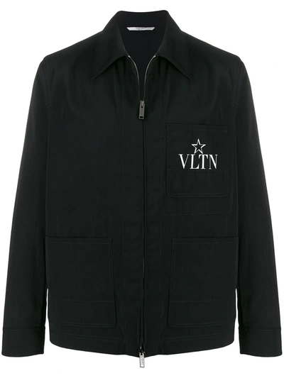 Valentino Vltn Star Overshirt In Black
