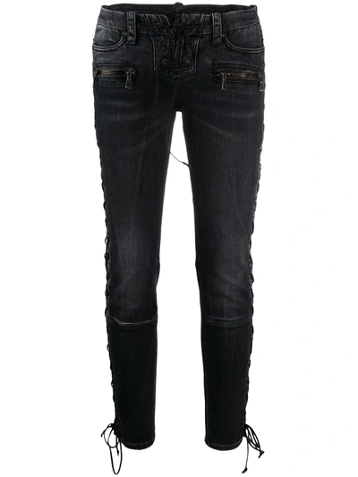 Ben Taverniti Unravel Project Lace-up Skinny Jeans In Black