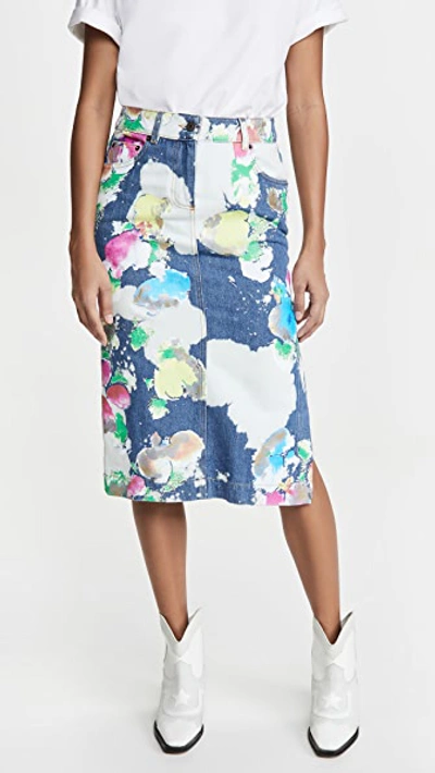 Moschino Painted Pencil Skirt In Fantasy Print