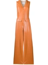 Nanushka Faux Leather Sleeveless Jumpsuit In Orange
