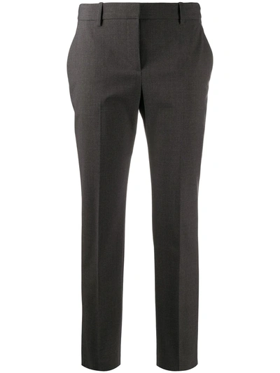 Theory High Waist Tapered Leg Trousers In Grey