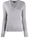 Theory V-neck Regal Knit Top In Grey