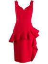 Alexander Mcqueen Ruffle Trimming Fitted Dress In Red