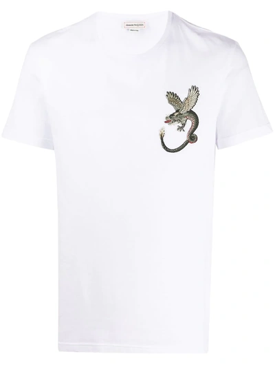 Alexander Mcqueen Dragon Patch T-shirt In White