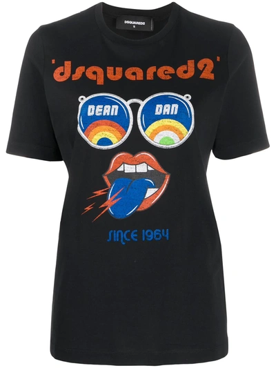 Dsquared2 Logo Print Short Sleeve T-shirt In Black