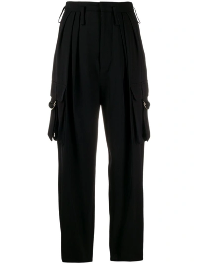 Balmain Utility Pockets High-waisted Trousers In Black