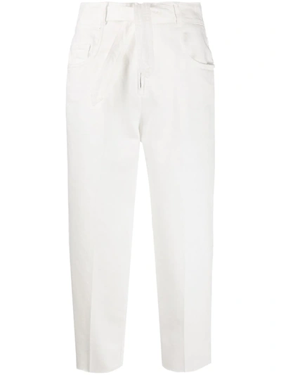 Pinko Belted Cropped Jeans In White