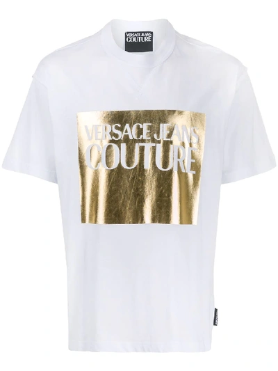 Versace Jeans Couture Metallic Logo Cotton T-shirt In White