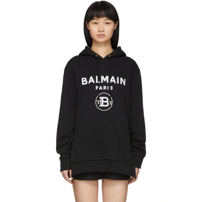 Balmain Sweatshirt In Black Cotton In Black,white