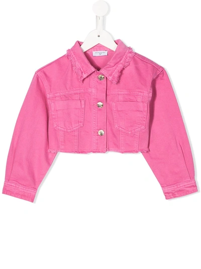 Monnalisa Kids' Pink Denim Jacket With Back Press