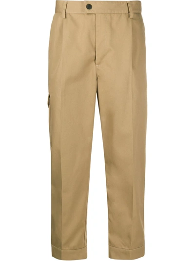Msgm Straight Leg Cropped Trousers In Neutrals