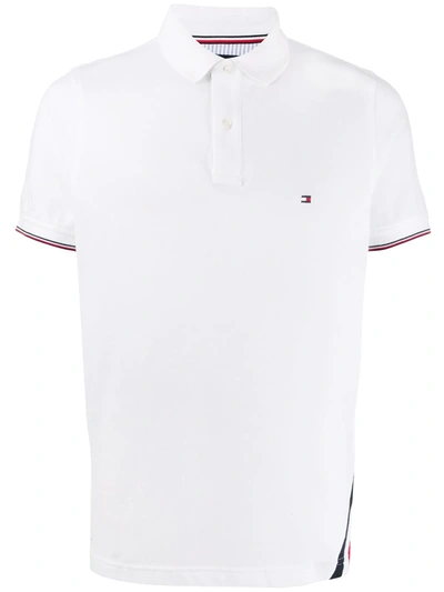 Tommy Hilfiger Embroidered Logo Polo Shirt In White