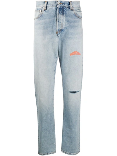 Heron Preston Faded Logo Print Jeans In Blue