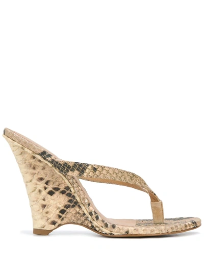 Yeezy Snakeskin Effect 110 Wedge Sandals In Neutrals ModeSens