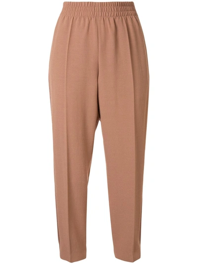 Agnona Cropped Track Trousers In Brown