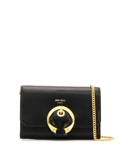 Jimmy Choo Mini Madeline Leather Wallet-on-chain In Black/gold