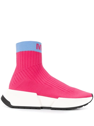 Mm6 Maison Margiela Sock Colour Block Trainers In Pink