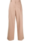 Maison Margiela High-waisted Cropped Trousers In Beige