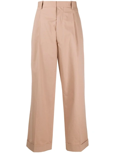 Maison Margiela High-waisted Cropped Trousers In Beige