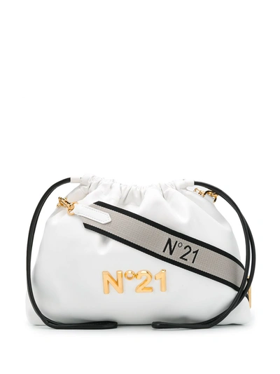 N°21 Logo Plaque Drawstring Crossbody Bag In Bianco