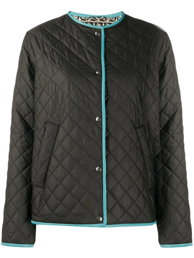Ferragamo Reversible Diamond Quilted Rain Jacket In Black