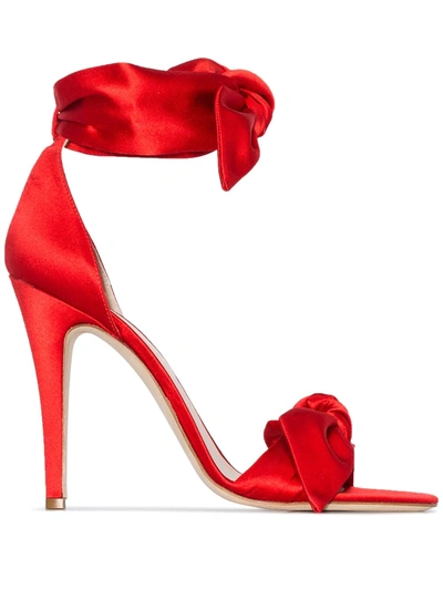 Gia Couture Red Katiusha 120 Bow Satin Sandals