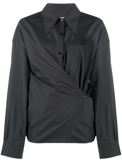 Lemaire Twisted Long Sleeve Shirt In Charcoal