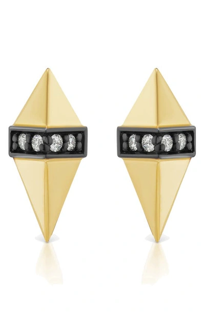 Sorellina Pietra Diamond Stud Earrings In Black/ Gold
